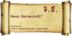Hess Bereniké névjegykártya